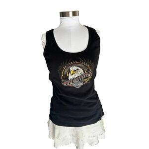 Harley Davidson Womens Large Sturgis Badlands Eagle Tank Top Black Cotton L